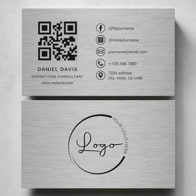 Carte De Visite Consultant en opérations Code QR métallisé (Créateur téléchargé)