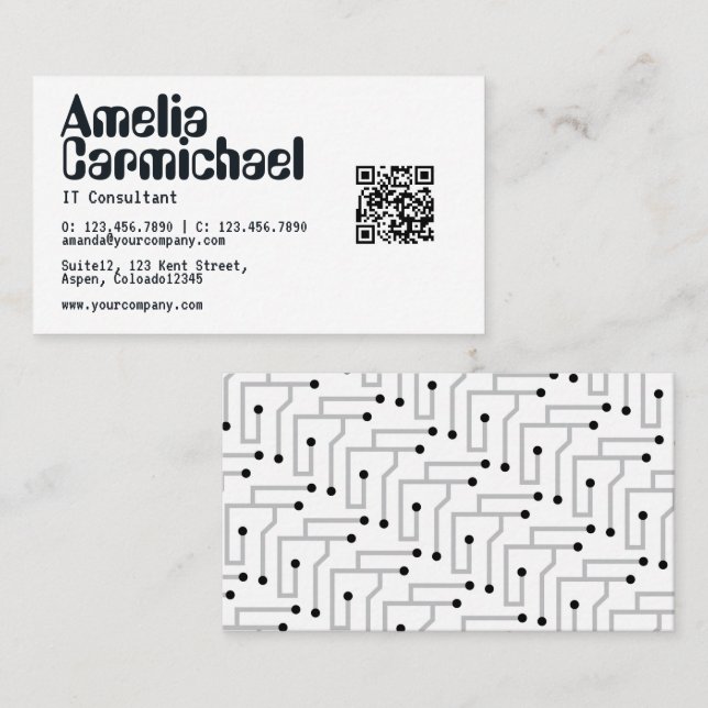 Carte De Visite Consultant en technologie de l'information Code QR (Devant / Derrière)
