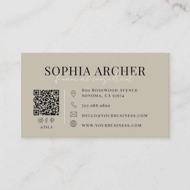 Carte De Visite Consultant Financier Typographie Moderne Neutre (Devant)
