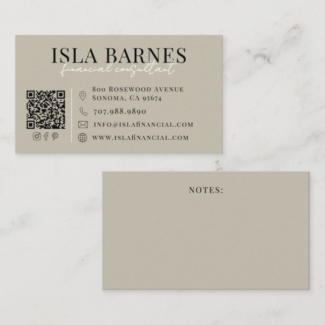 Carte De Visite Consultant financier typographie moderne neutre (Devant / Derrière)