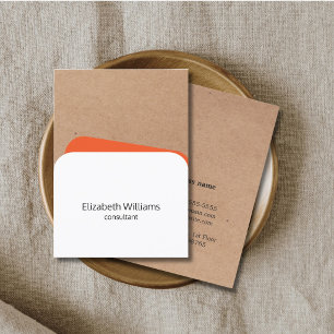 Carte De Visite Consultant Géométrique Blanc Orange Kraft