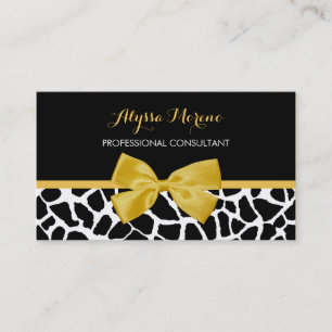 Carte De Visite Consultant Girafe tendance Imprimer Bow jaune or
