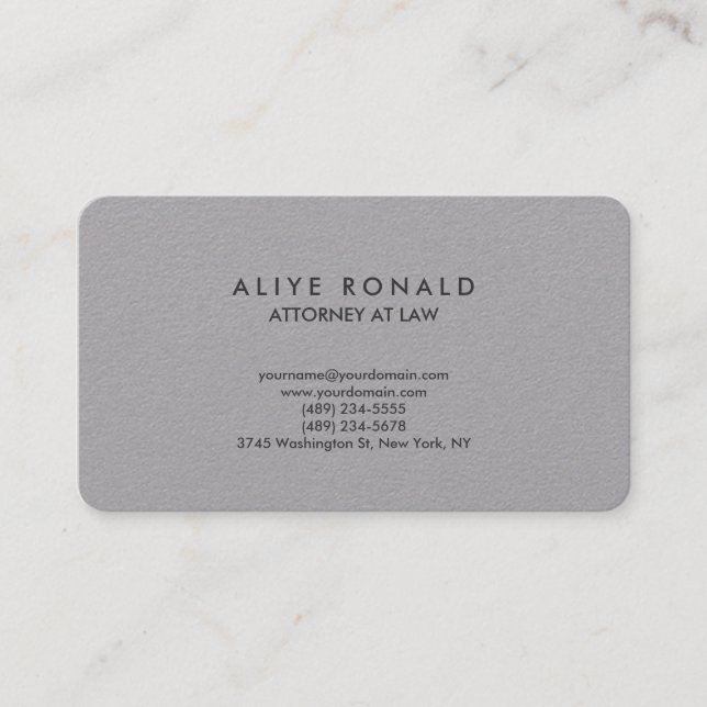 Carte De Visite Consultant Grey Avocat Avocat Style moderne (Devant)