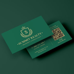 Carte De Visite Consultant immobilier élégant Bouclier Vert