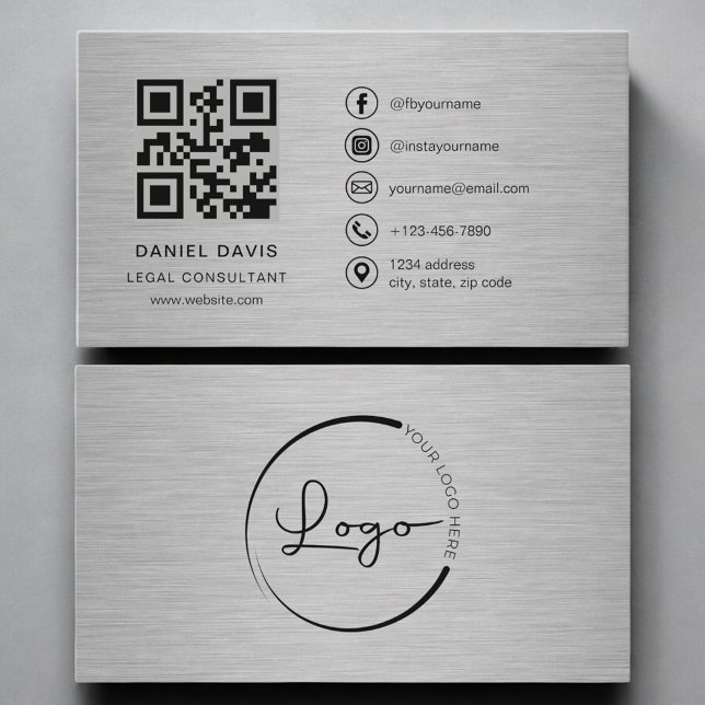 Carte De Visite Consultant juridique Code QR métallique (Créateur téléchargé)