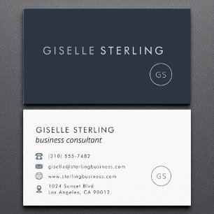 Carte De Visite Consultant Luxe Marine Bleu Moderne Élégant