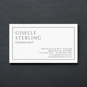 Carte De Visite Consultant Luxe Minimaliste Noir Blanc