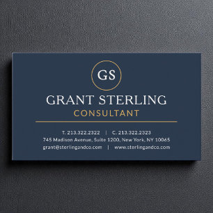 Carte De Visite Consultant Marine Blue Gold Luxe Moderne