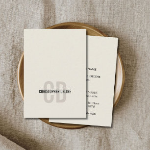 Carte De Visite Consultant minimal Elegant Vieux Monogramme Blanc