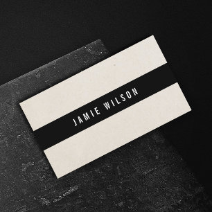 Carte De Visite Consultant minimal en bande noire beige
