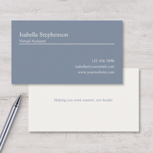 Carte De Visite Consultant Moderne en Assistant Virtuel Bleu Blanc (Créateur téléchargé)