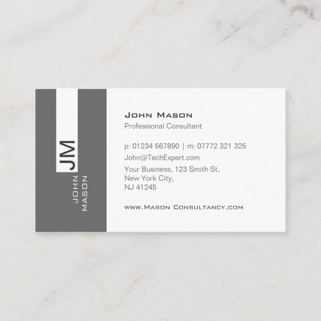 Carte de visite consultant moderne en gris et en p (Devant)