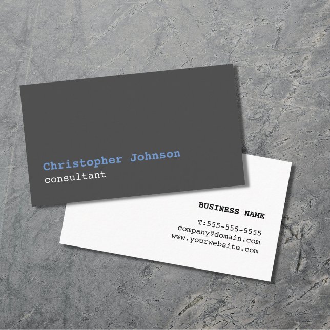 Carte De Visite Consultant moderne simple blanc gris bleu gris (Créateur téléchargé)