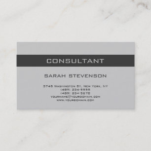 Carte de visite consultant moderne simple en gris 
