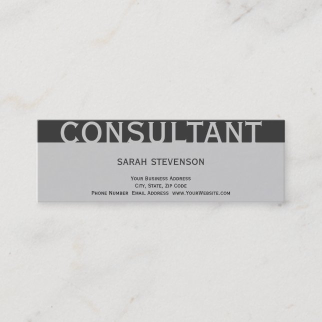 Carte de visite consultant moderne simple en gris  (Devant)