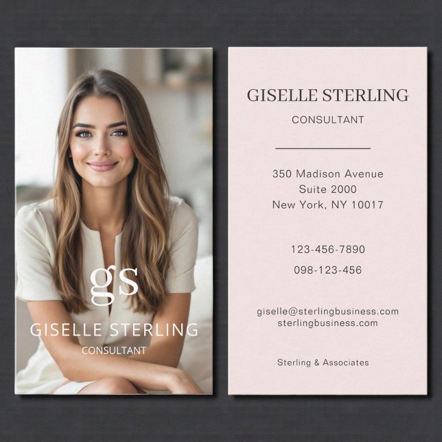 Carte De Visite Consultant Photo Blush Pink Professionnel (Créateur téléchargé)