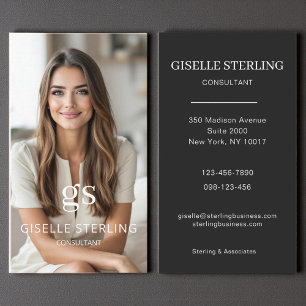 Carte De Visite Consultant Photo Elegant Black Professional