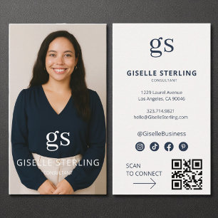 Carte De Visite Consultant Photo Médias sociaux QR Code moderne