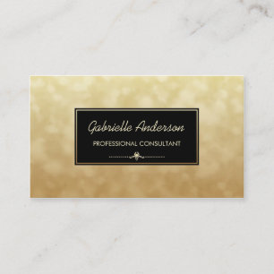 Carte De Visite Consultant professionnel Black Gold Glamor Bokeh