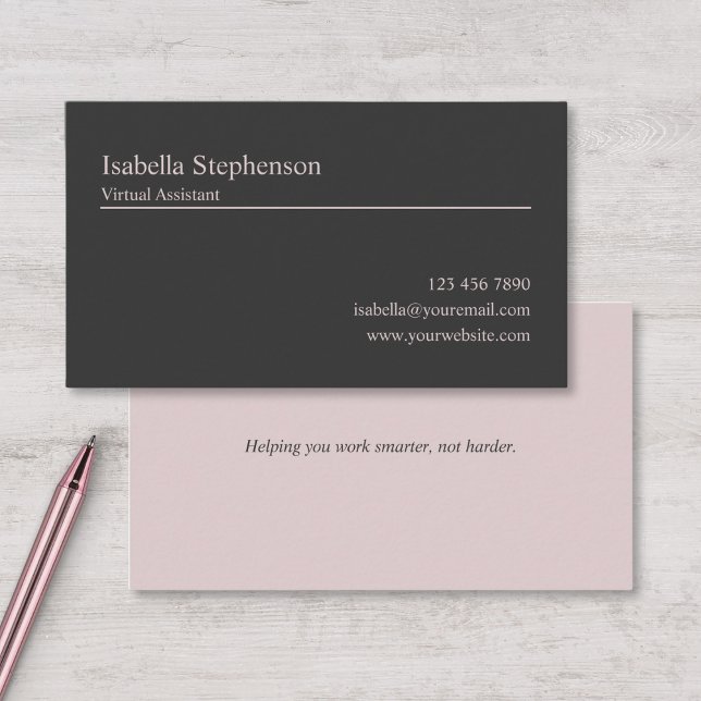 Carte De Visite Consultant Professionnel Moderne Gris et Rose (Créateur téléchargé)
