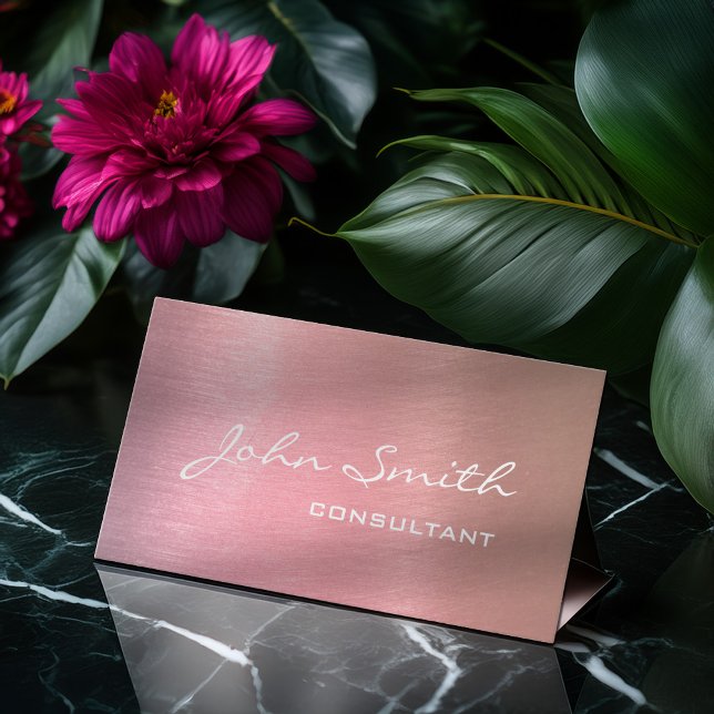 Carte De Visite Consultant professionnel moderne Pink Rose Gold Fo (Créateur téléchargé)