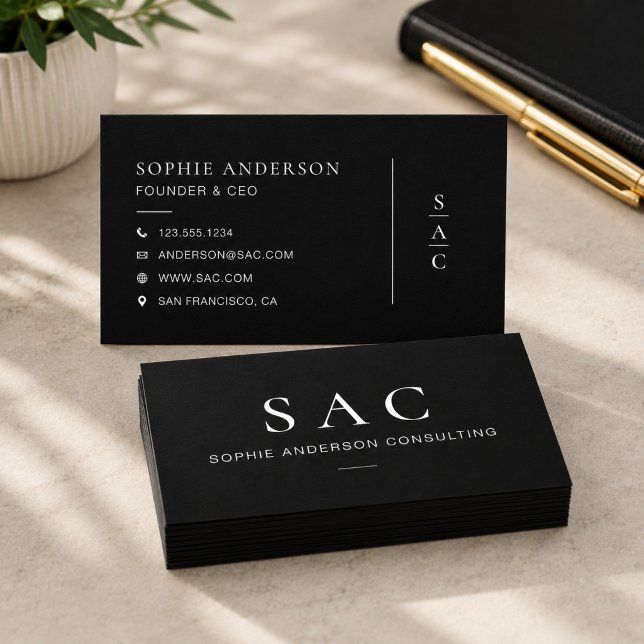 Carte De Visite Consultant Professionnel Noir Moderne (Modern Black Professional Consultant Business Card)