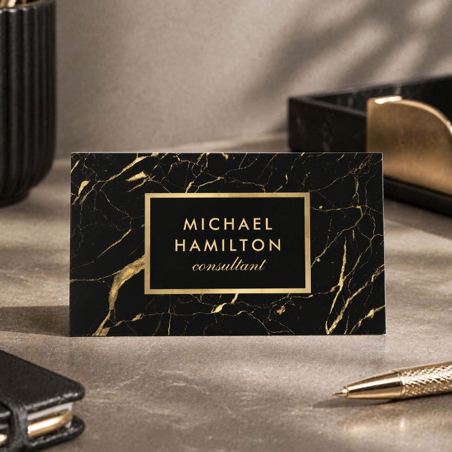 Carte De Visite Consultant Professionnel Or Noir Moderne (Créateur téléchargé)
