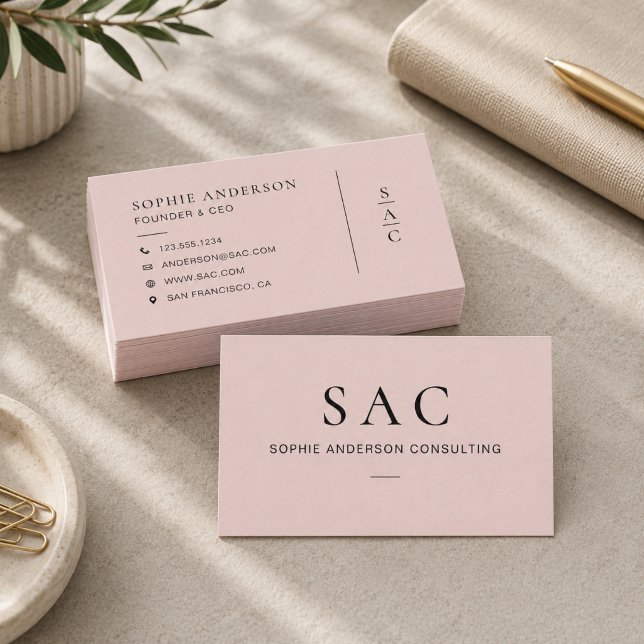 Carte De Visite Consultant Professionnel Rose Pâle Moderne (Modern Blush Pink Professional Consultant Business Card)