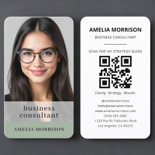 Carte de visite Consultant Sage Green avec code QR