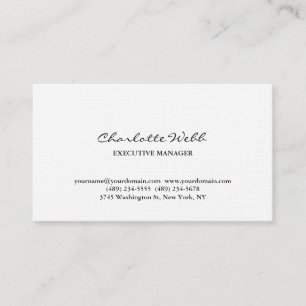 Carte De Visite Consultant simple en lin de script classique