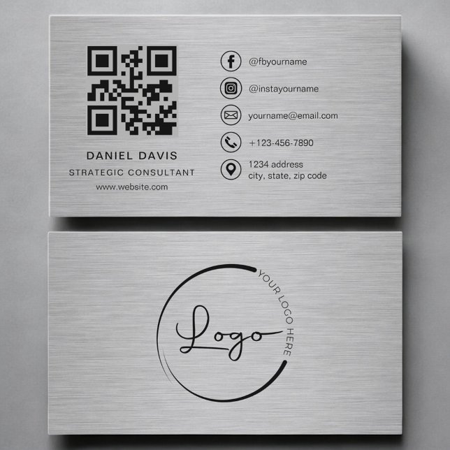 Carte De Visite Consultant Stratégique Code QR Métal (Créateur téléchargé)