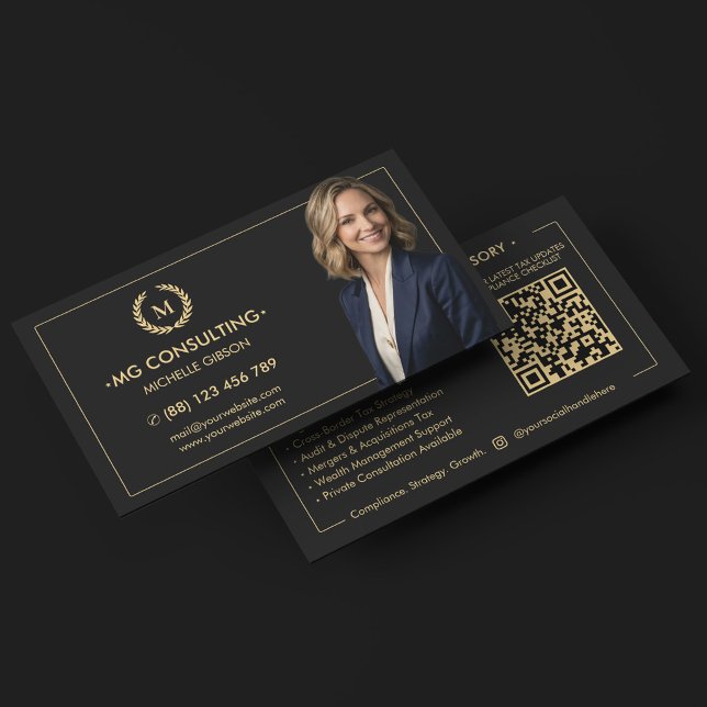 Carte De Visite Consultant Stratégique Moderne Expert-Comptable Ag (Modern Strategic Consultant CPA Accountant Black Business Card
)