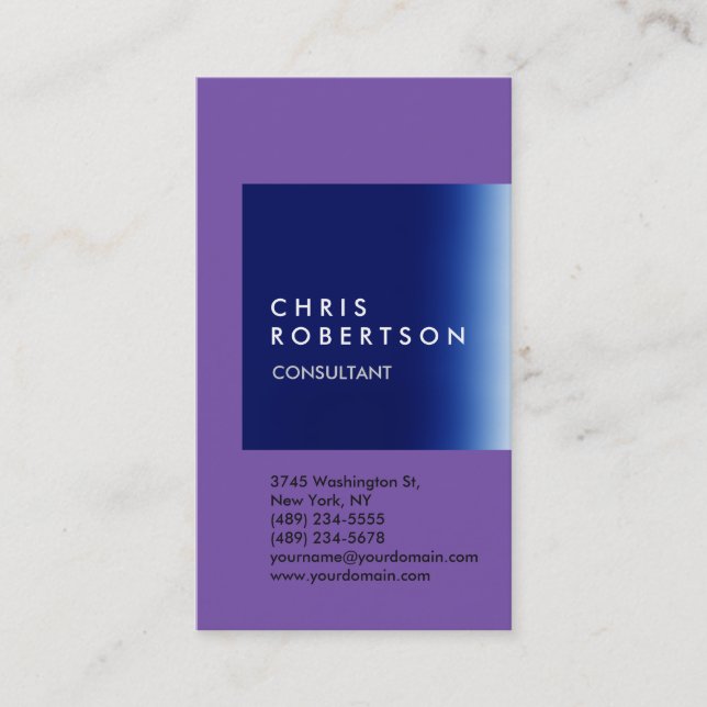 Carte de visite consultant tendance Bleu Bande (Devant)