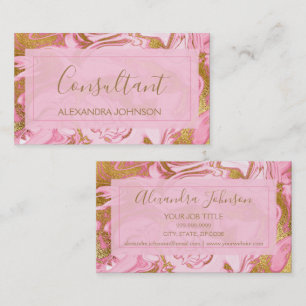 Carte De Visite Consultant tendance en marbre rose et or
