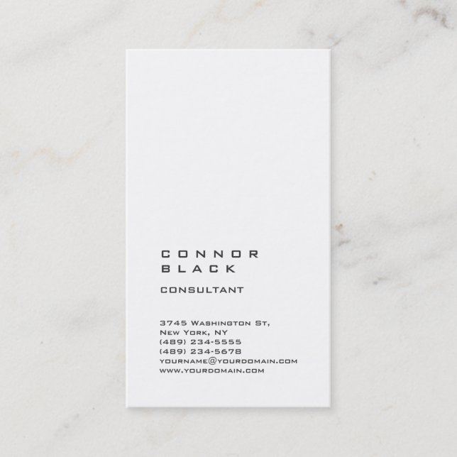 Carte De Visite Consultant Tendance Simple Vertical Blanc (Devant)