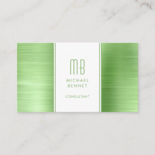 Carte De Visite Consultant Vert Élégant Monogrammé