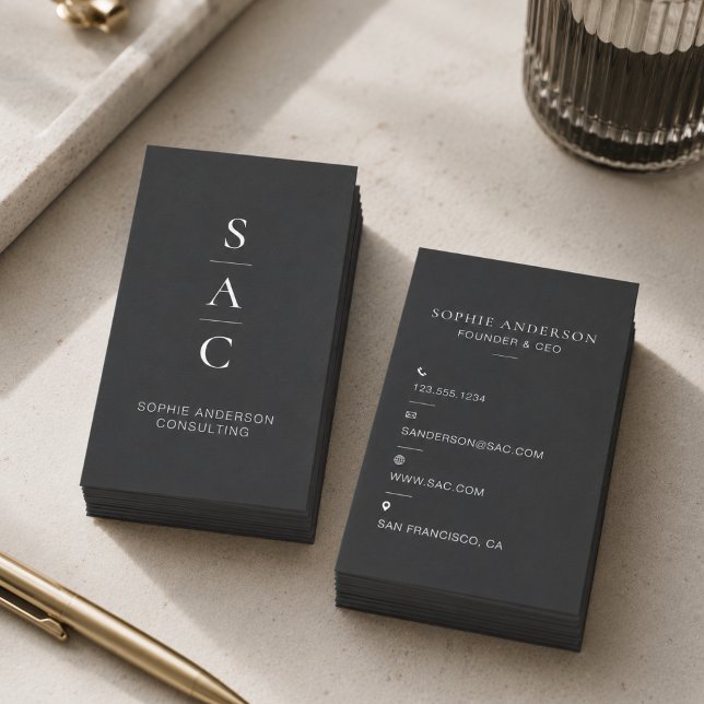 Carte De Visite Consultant Vertical Professionnel Gris Moderne (Modern Gray Professional Consultant Vertical Business Card)