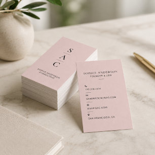 Carte De Visite Consultant Vertical Rose Moderne Professionnel