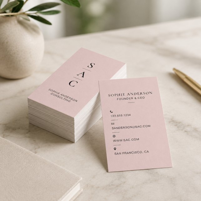 Carte De Visite Consultant Vertical Rose Moderne Professionnel (Modern Pink Professional Consultant Vertical Business Card)
