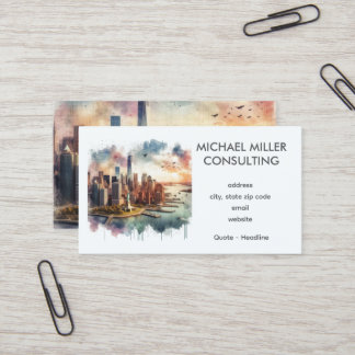 Carte De Visite Consultation Aquarelle Skyline NYC 