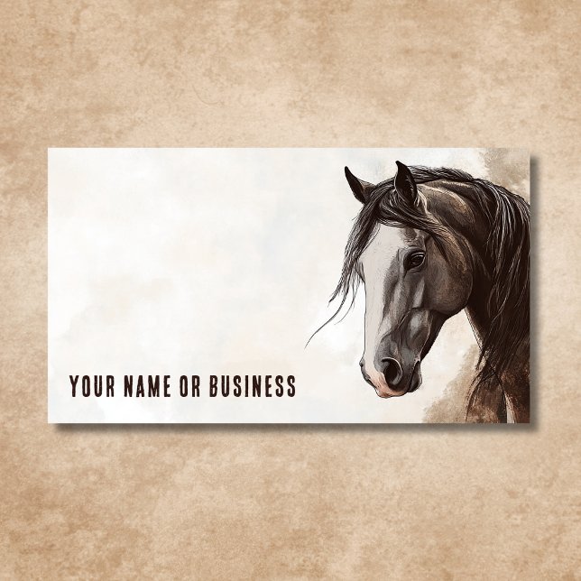 Carte De Visite Contact professionnel d'illustration de cheval per (Front - Custom Horse Illustration Professional Contact Business Card)