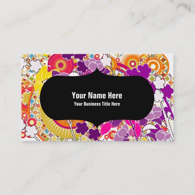 Carte De Visite Contemporain abstrait floral (Devant)