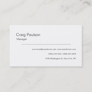 Carte de visite contemporain blanc noir simple