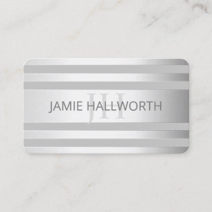 Carte De Visite Contemporain Faux Silver Ombre Stripes & Grey