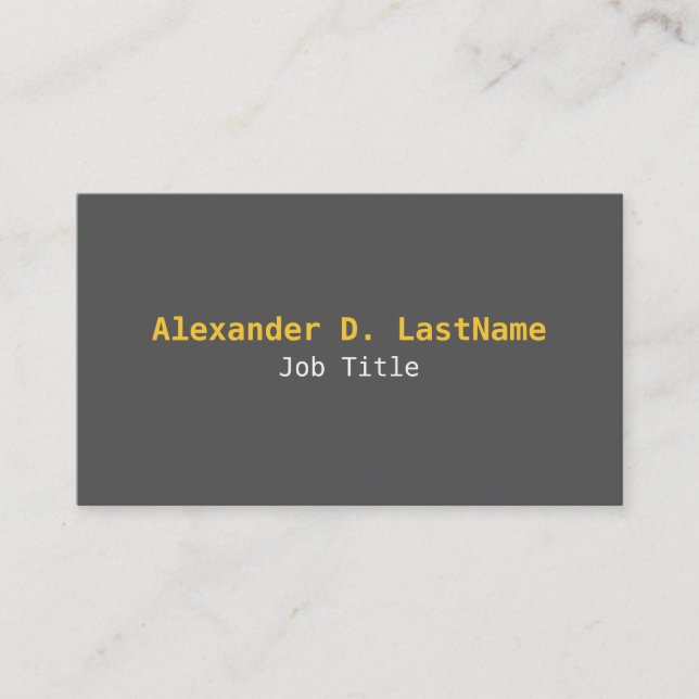 Carte de visite contemporain simple gris et orange (Devant)