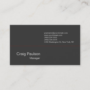 Carte de visite contemporaine gris foncé rouge cha