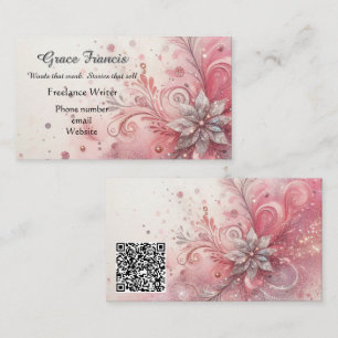 Carte De Visite Conteur Whimsical Pink Sparkle Freelance
