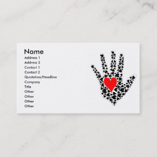 Carte De Visite Contour rouge et noir de main de coeurs