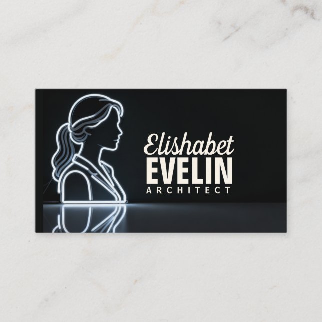 Carte De Visite Contours Blancs avec Reflet : Une Silhouette Moder (Devant)
