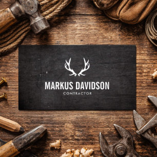Carte de visite Contractor Bois Noir Rustique avec